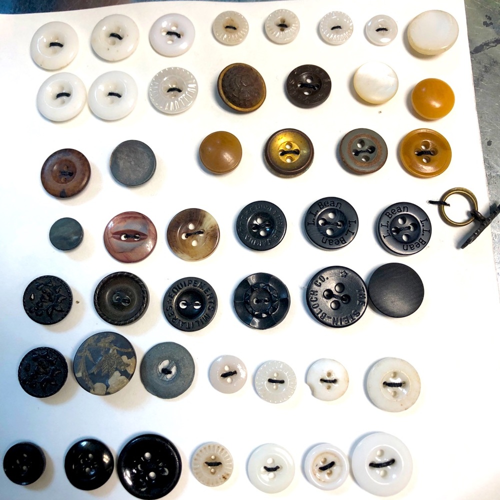 Lot of 48 Vintage Buttons of Metal, Glass and others